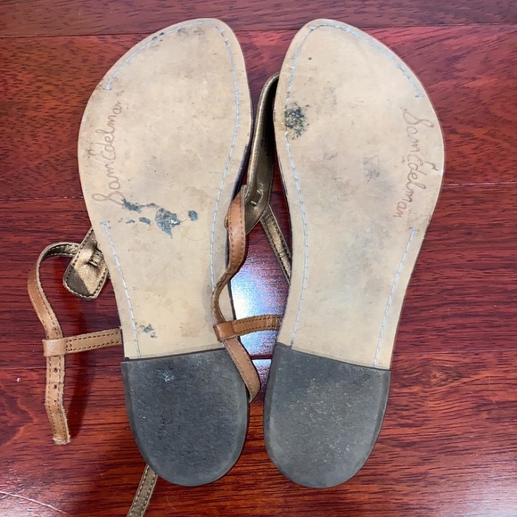 Sam Edelman GIGI THONG SANDAL Brown Saddle Leather Size 8 - Picture 2 of 4